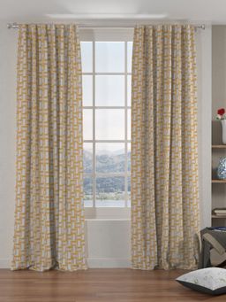 At Home by Nilkamal - Grace Jacquard Rectangle Window Curtains Set of 2 (Mustard)