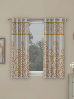 At Home by Nilkamal - Grace Jacquard Scroll Window Curtains Set of 2 (Mustard)