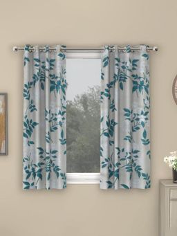 At Home by Nilkamal - Grace Jacquard Window Curtains|Set of 2 Panels|Size - 5ft|Sea Green