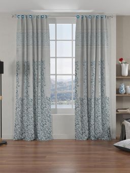 At Home by Nilkamal - Grace Jacquard Long Door Curtains Set of 2 (Green)