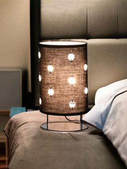 At Home by Nilkamal - Crystalia Table Lamp (Black)