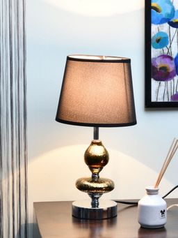 At Home by Nilkamal - Ceramic Table Lamp (Black)