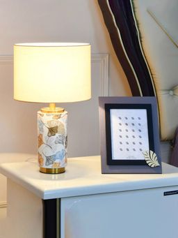 At Home by Nilkamal - Ginko Leaf Table Lamp (Cream and White)
