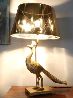 At Home by Nilkamal - Peacock Table Lamp (Gold)