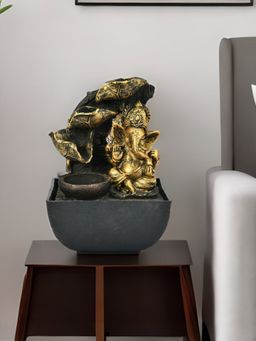 At Home by Nilkamal - Ganesha Abstract Steps Water Fountain (Gold)