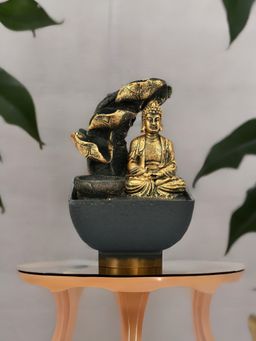 At Home by Nilkamal - Buddha Abstract Steps Water Fountain (Gold)