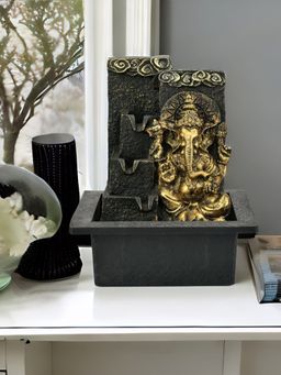 At Home by Nilkamal - Ganesha Divya Steps Water Fountain (Gold)