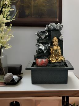 At Home by Nilkamal - Buddha Flora Steps Water Fountain (Gold)