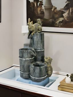 At Home by Nilkamal - Playing Squirrel Water Fountain|Set of 1|Size - 32 cm x 58 cm| Brown