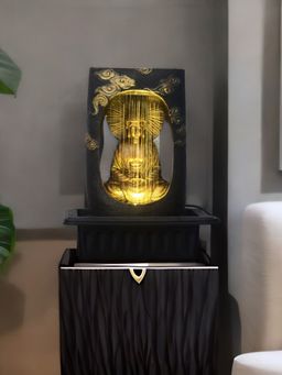 At Home by Nilkamal - Waterfall Buddha Water Fountain|Set of 1|Size - 31 cm x 40 cm| Gold