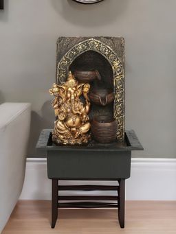 At Home by Nilkamal - Ganesh Divine Pot Water Fountain (Gold)