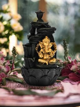 At Home by Nilkamal - Ganesh Mudra Water Fountain|Set of 1|Size - 26 cm x 40 cm| Gold