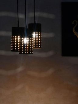 At Home by Nilkamal - Trio Jali Ceiling Lamp (Black)