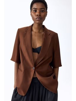 H&M - Women Brown Short-Sleeved Blazer