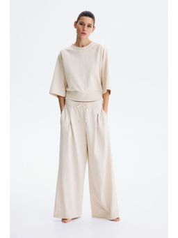 H&M - Women Beige Pleat-Detail Drawstring Pant