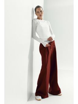 H&M - Women Red Pleat-Detail Drawstring Trousers