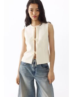 H&M - Women White Tie-Detail Waistcoat