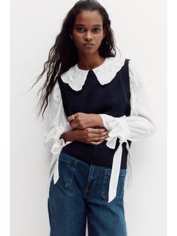 H&M - Women Navy Blue Fine-Knit Sweater Vest