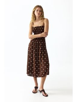 H&M - Women Brown Smocked Strappy Dress