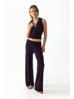 H&M - Women Purple Knitted Drawstring Pant