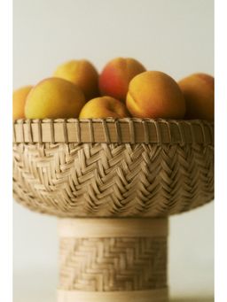 H&M - Beige Footed Bamboo Serving Bowl