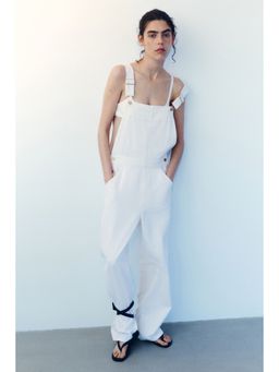 H&M - Women White Cotton Denim Jumpsuit