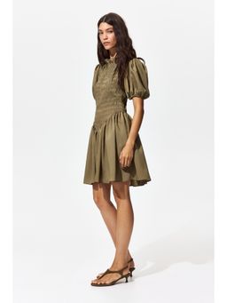 H&M - Women Green Smocked-Bodice Dress
