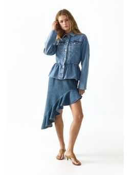H&M - Women Blue Asymmetric Denim Skirt