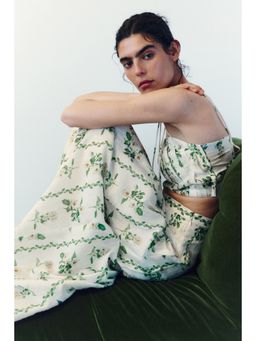 H&M - Women White Flared Linen-Blend Skirt