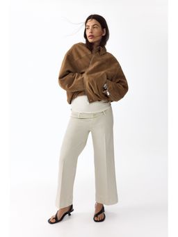 H&M - Women White MAMA Wide High Waist Ankle Jeans