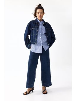 H&M - Women Blue MAMA Wide High Waist Ankle Jeans