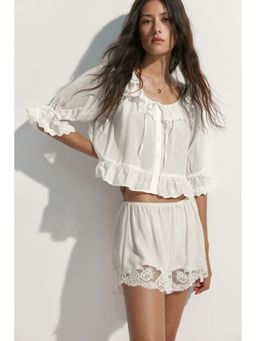 H&M - Women White Broderie anglaise cotton blouse
