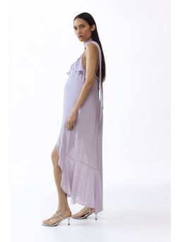 H&M - Women Purple Mama Flounced Chiffon Dress With Scarf