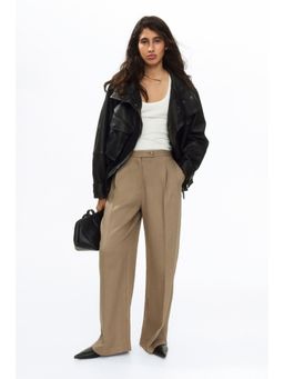 H&M - Women Beige Wide tailored trousers