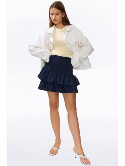 H&M - Women Blue Smocked Denim Skirt