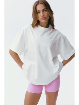 H&M - Women White Oversized Fit Printed Sports T-Shirt