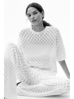 H&M - Women White Pointelle-Knit Top