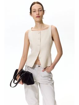 H&M - Women Beige Tailored Waistcoat