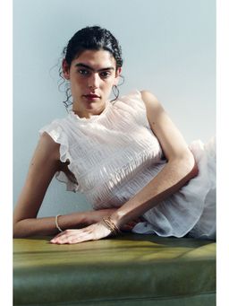 H&M - Women White Smocked Peplum Top