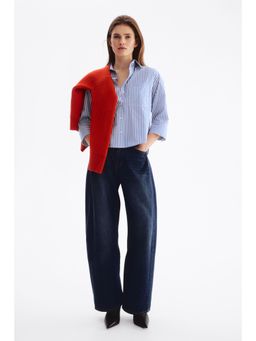 H&M - Women Blue Short poplin shirt