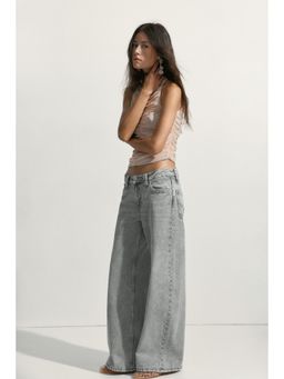 H&M - Women Grey Baggy Wide Low Waist Jeans