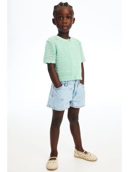 H&M - Girls Green Textured-Knit Cardigan