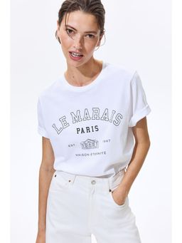 H&M - Women White Printed T-Shirt