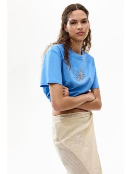 H&M - Women Blue Motif-Detail T-Shirt