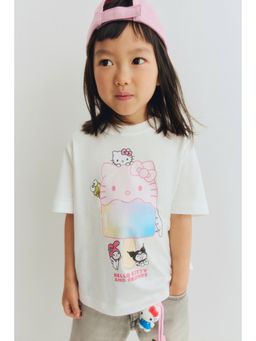 H&M - Girls White Printed T-Shirt