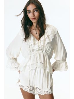 H&M - Women White Flounced Peplum Blouse