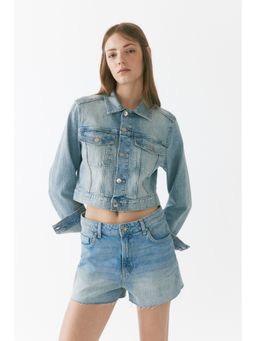 H&M - Women Blue Raw-Edge Denim Shorts