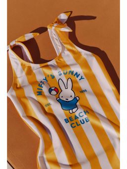 H&M - Girls Yellow Printed Knot-Detail Swimsuit