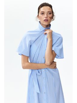 H&M - Women Blue Tie-belt shirt dress