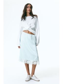 H&M - Women Turquoise Lace-Trimmed Skirt